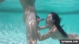 Pool sex with Tgirl Pink
